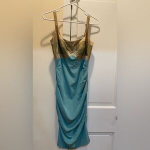 Elegant Blue and Gold Dress